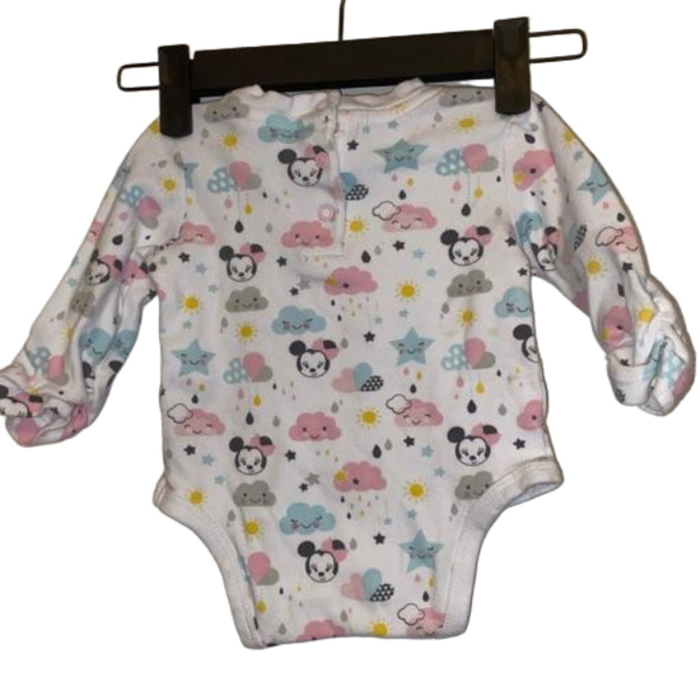 ⭐️3/$20 Baby Girl Disney Baby Bodysuit 6-9M White Pink - Picture 2 of 3
